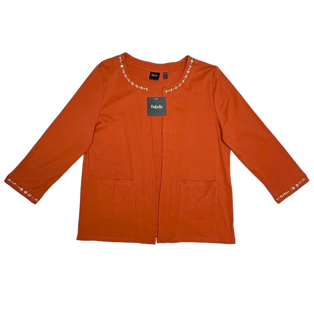 Rafaella Harvest Orange Petite Large Open Front Cardigan